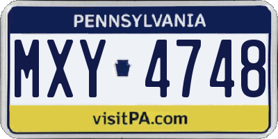PA license plate MXY4748