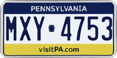 PA license plate MXY4753