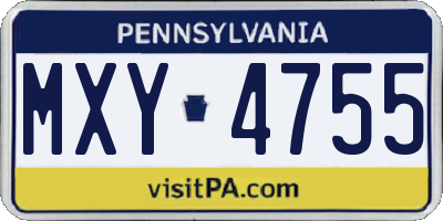 PA license plate MXY4755