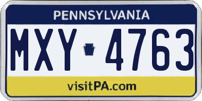 PA license plate MXY4763