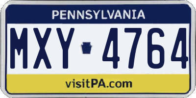 PA license plate MXY4764