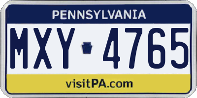 PA license plate MXY4765