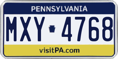PA license plate MXY4768