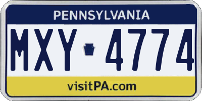PA license plate MXY4774