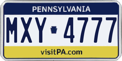 PA license plate MXY4777