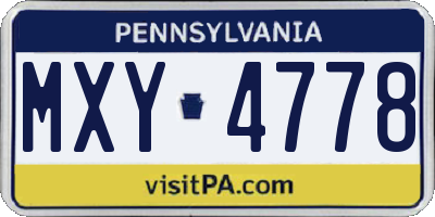 PA license plate MXY4778