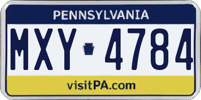 PA license plate MXY4784