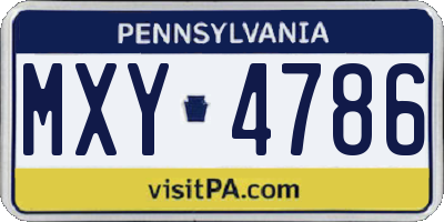 PA license plate MXY4786