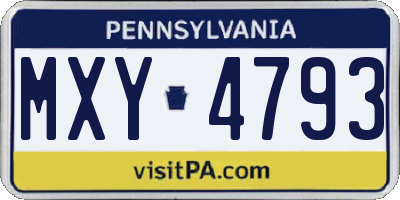 PA license plate MXY4793