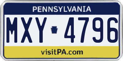 PA license plate MXY4796
