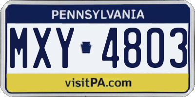 PA license plate MXY4803