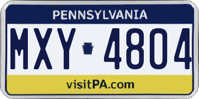 PA license plate MXY4804