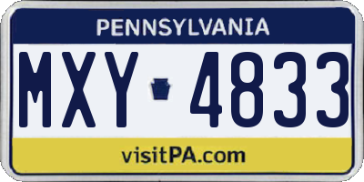PA license plate MXY4833