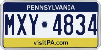 PA license plate MXY4834
