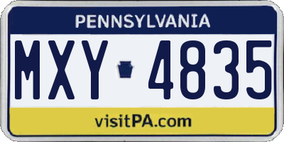 PA license plate MXY4835