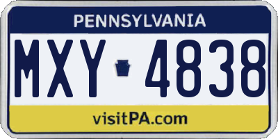 PA license plate MXY4838