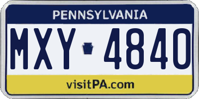 PA license plate MXY4840