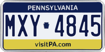 PA license plate MXY4845
