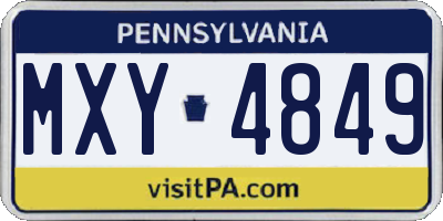 PA license plate MXY4849