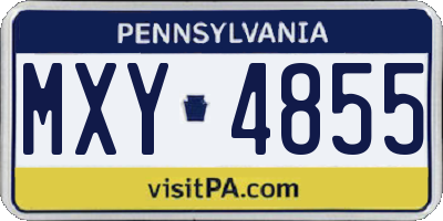 PA license plate MXY4855