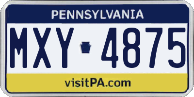 PA license plate MXY4875