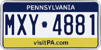 PA license plate MXY4881