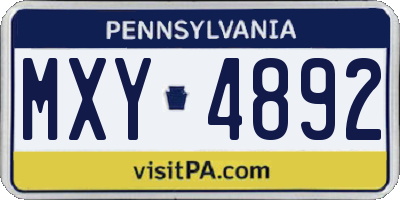 PA license plate MXY4892