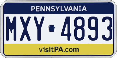 PA license plate MXY4893