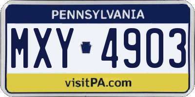 PA license plate MXY4903