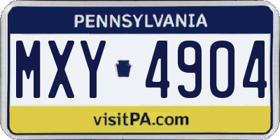 PA license plate MXY4904