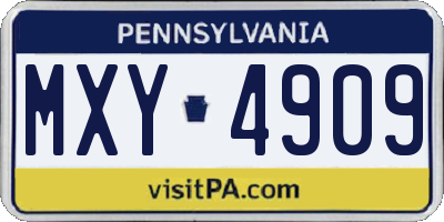 PA license plate MXY4909