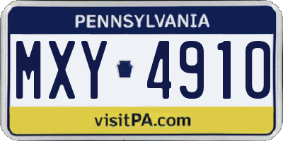 PA license plate MXY4910