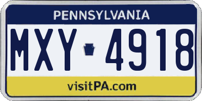 PA license plate MXY4918