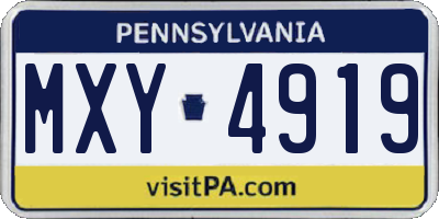 PA license plate MXY4919