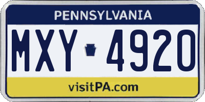 PA license plate MXY4920