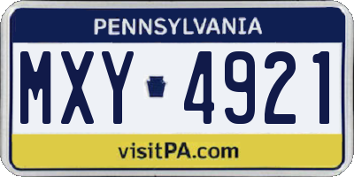 PA license plate MXY4921