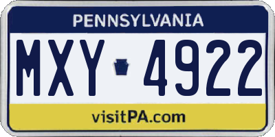 PA license plate MXY4922