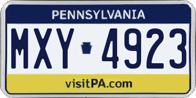 PA license plate MXY4923