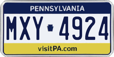 PA license plate MXY4924