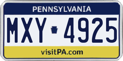 PA license plate MXY4925