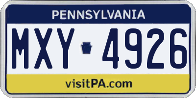 PA license plate MXY4926