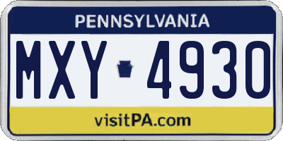 PA license plate MXY4930