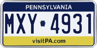 PA license plate MXY4931