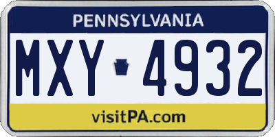 PA license plate MXY4932