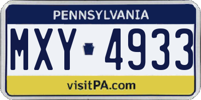 PA license plate MXY4933