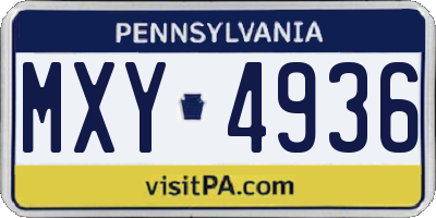 PA license plate MXY4936