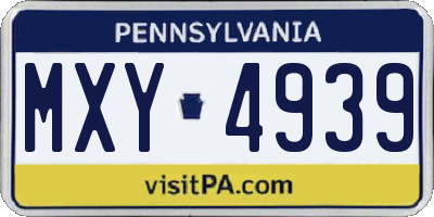 PA license plate MXY4939