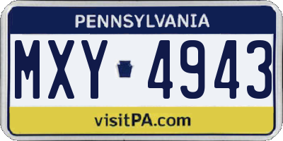 PA license plate MXY4943