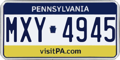 PA license plate MXY4945
