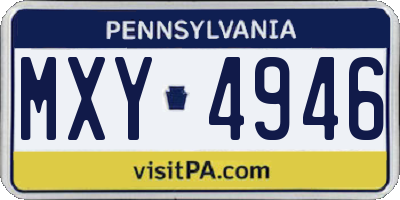 PA license plate MXY4946